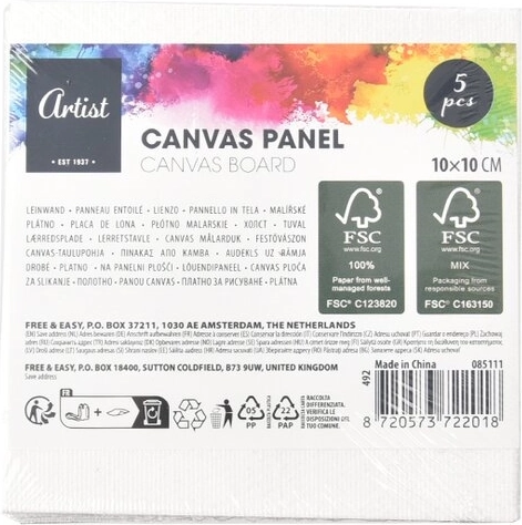 Lot de toiles de peinture 10 × 10 cm (5 pcs)