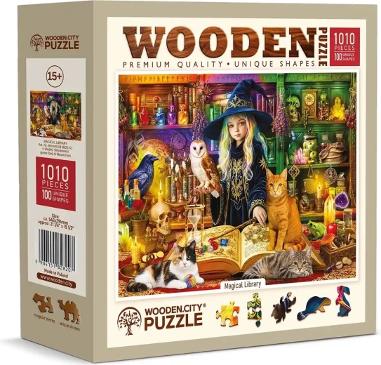Puzzle en bois Wooden City Bibliothèque magique, 1010 pièces