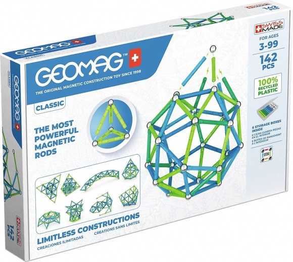 Geomag Classic Recycled jeu de construction magnétique 142 pièces – bleu et vert