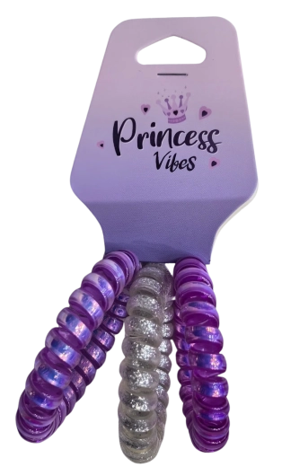 Set Pink d’élastiques à cheveux spirales violet et argenté (3 pcs)