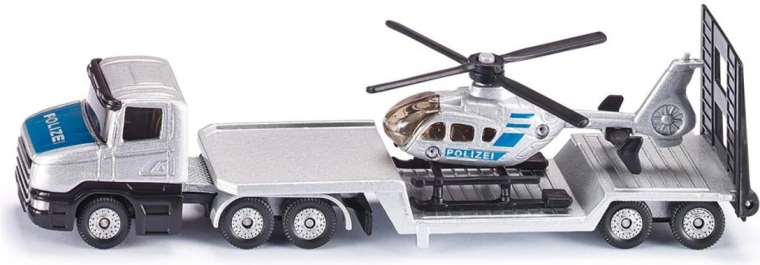 Siku tracteur routier avec semi-remorque et hélicoptère de police