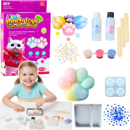 Kit créatif DIY pour fabriquer une patte de chat squishy, 28 pièces