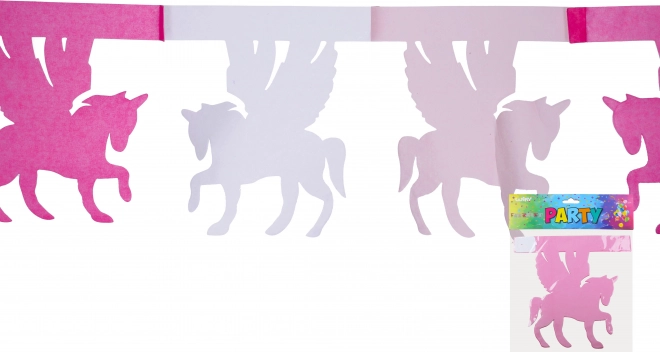 guirlande en papier rose et blanc 3 m – licorne