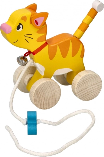 Jouet à tirer en bois chat