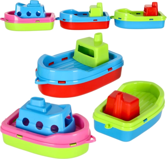 Bateaux de bain flotteurs colorés 3 pièces.