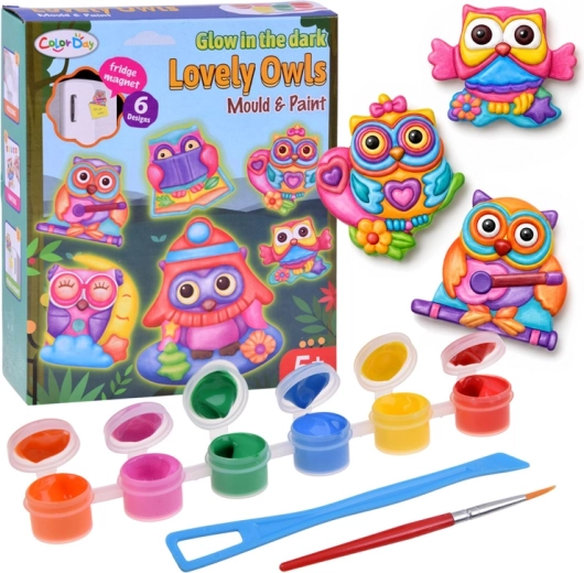 Kit créatif DIY pour fabriquer des aimants phosphorescents hiboux
