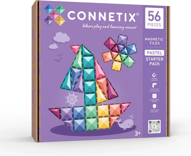 Kit de démarrage pastel de pièces de construction magnétiques – 56 pièces