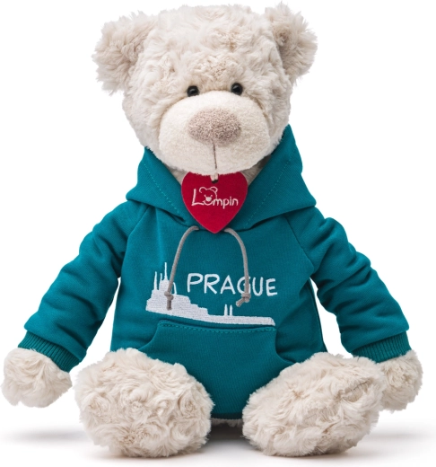 Ours Spencer en sweat bleu – Prague, 35 cm
