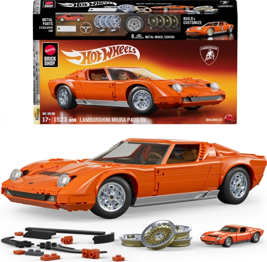 Mattel Brick Shop Hot Wheels Speed Series ‘71 Lamborghini Miura P400 SV kit de construction 1524 pièces
