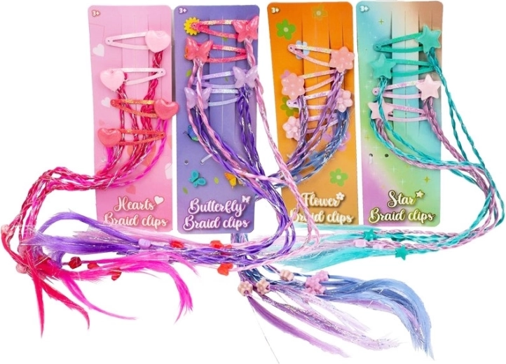 Barrettes pour enfants avec tresses colorées – lot de 4 pièces