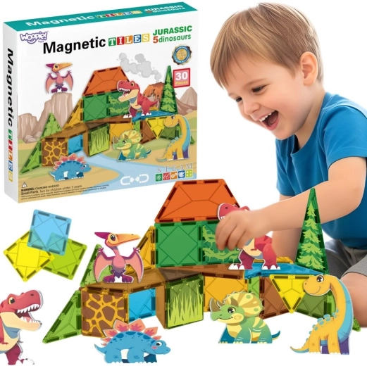 Jeu de construction magnétique Woopie dinosaures, 30 pièces