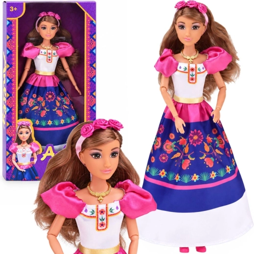 Poupée Anlily de style folklorique avec serre-tête fleuri