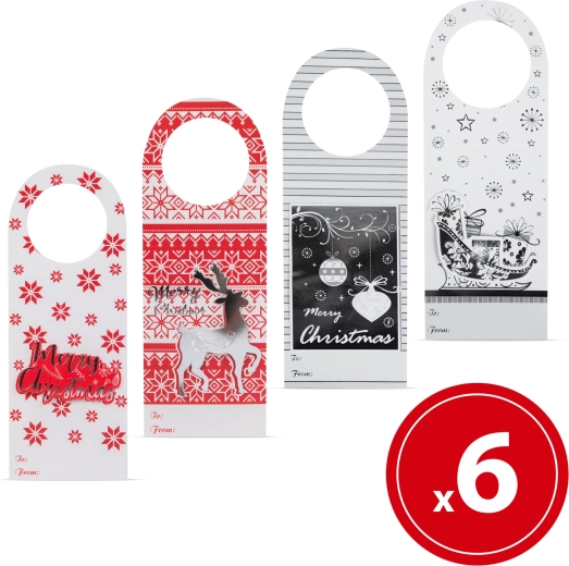 Étiquettes de Noël pour bouteilles, 6 pièces