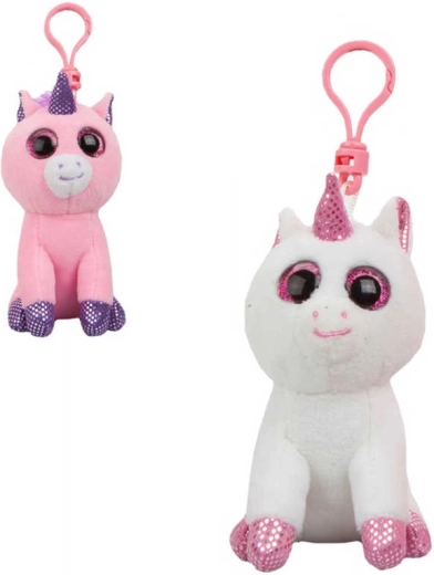 Porte-clés peluche licorne avec clip 11 cm - 1 pièce