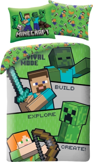 Parure de lit enfant Minecraft Survival Mode en microfibre