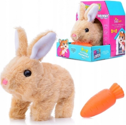 Lapin en peluche interactif avec carotte WOOPIE – beige