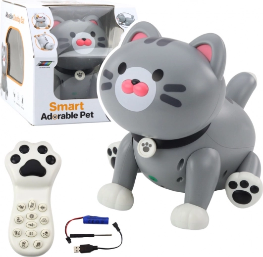 Chaton robotique interactif RC avec télécommande – gris