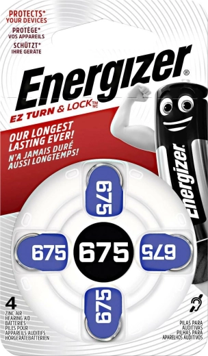 Piles bouton pour appareils auditifs 675, 1,4 V (4 pcs) Energizer