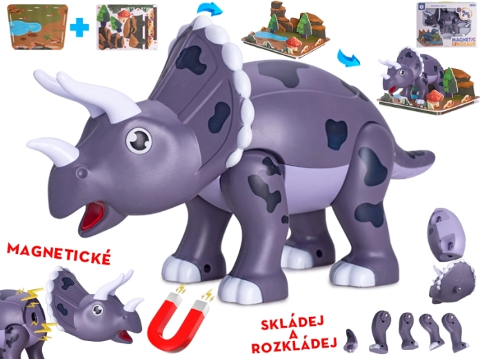 Dinosaure magnétique Tricératops 28 cm – kit de construction pour enfants
