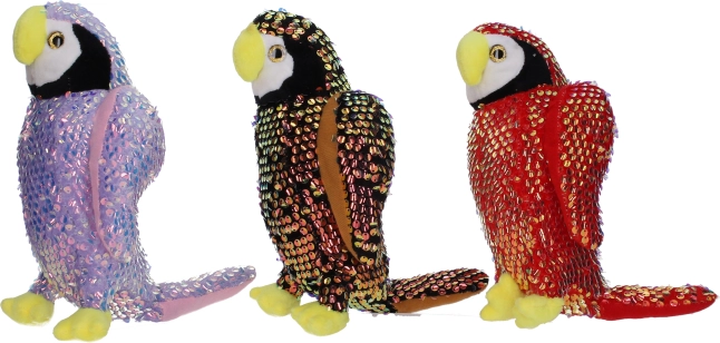 Perroquet en peluche avec des paillettes 25 cm