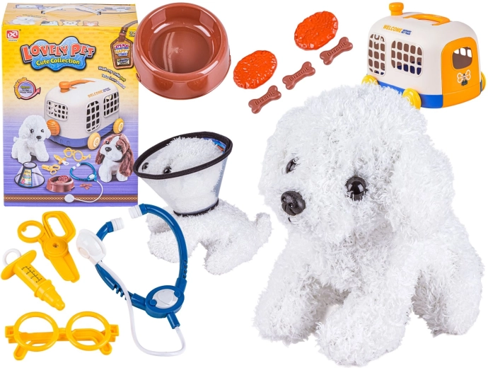 Kit vétérinaire pour enfants avec caisse de transport et chien en peluche - 1 pièce