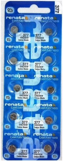 Piles bouton RENATA 377/376 1,55 V – paquet de 10 pièces