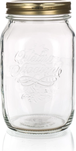 Bocal en verre Quattro Stagioni 1 l avec couvercle métallique