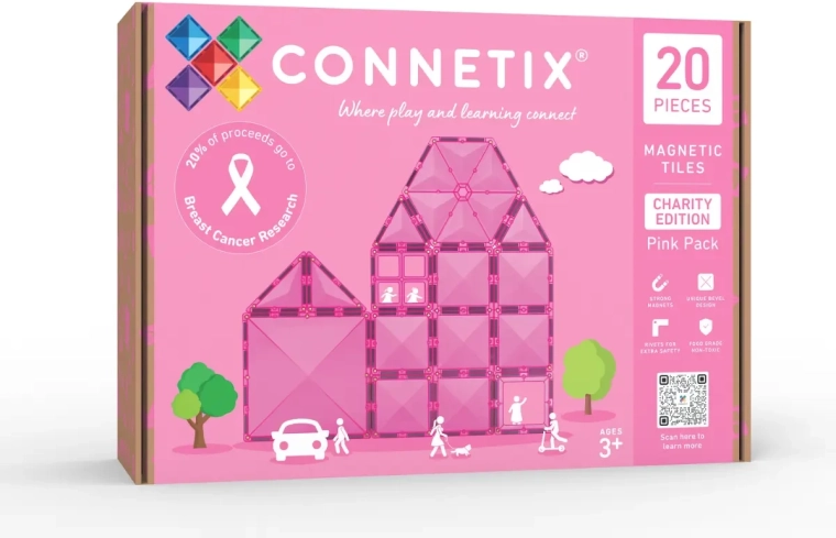 Ensemble caritatif rose Connetix de pièces magnétiques – 20 pièces