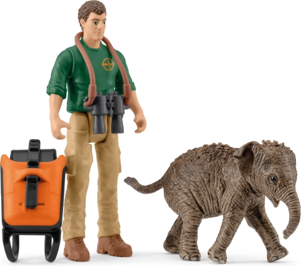 Schleich Pocket Set – explorateur en expédition avec un éléphanteau d’Asie