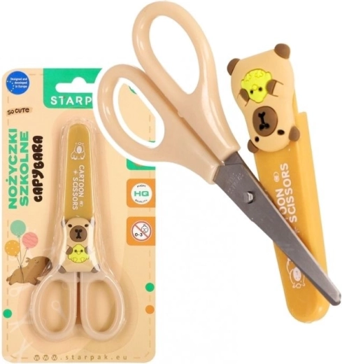 Ciseaux scolaires capybara avec étui de protection - 1 pièce