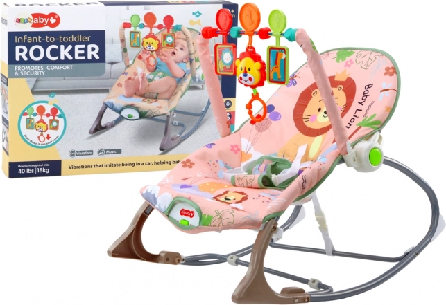 Berceau pour bébés Lion Rose avec vibrations et sons
