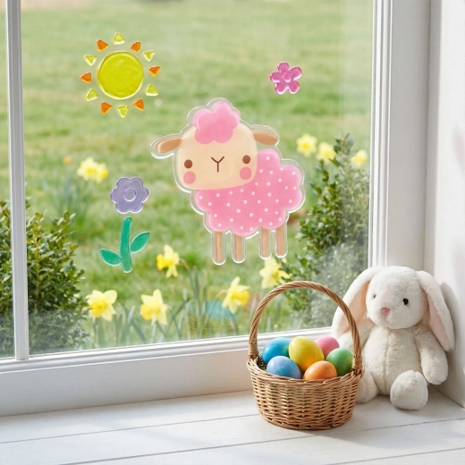 Décoration de fenêtre en gel de Pâques 19 × 19 cm – 1 pièce