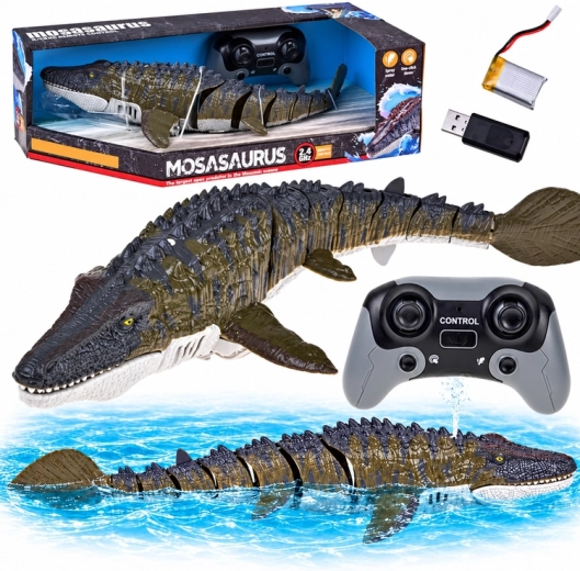 Mosasaurus télécommandé pour l’eau, nage et pulvérise de l’eau 40 cm