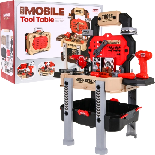 Établi pour enfants 2-en-1 – valisette et établi – Rouge