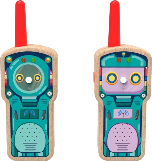 2Kids Toys talkies-walkies en bois pour enfants motif robot (lot de 2 pcs)