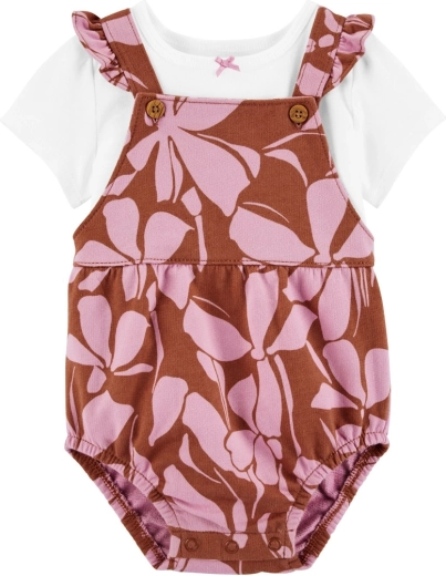 Set 2 pièces Carter’s pour bébé – t-shirt à manches courtes et salopette rose à motif floral