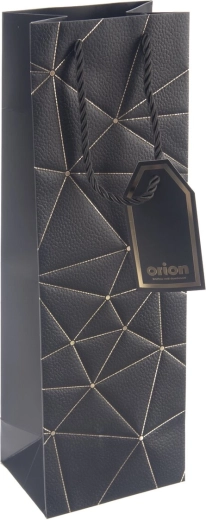 Sac cadeau en papier pour vin avec motif grille, noir, 12 × 9 × 36 cm