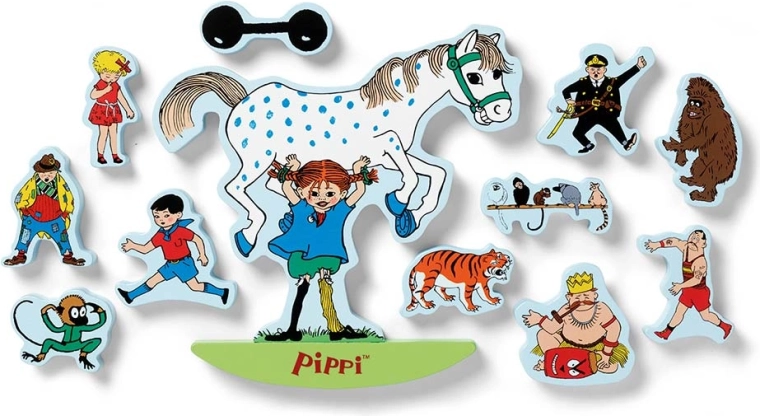 12 figurines en bois de l’univers de Pippi
