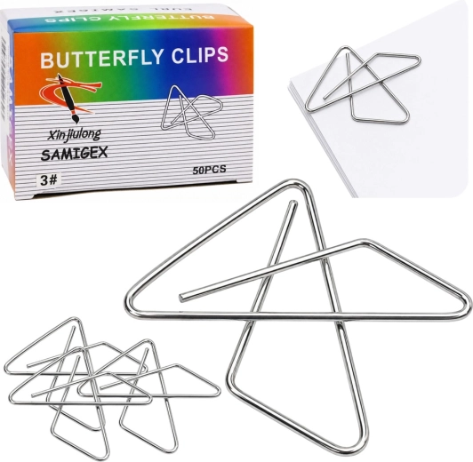 Pinces métalliques croisées type « papillon » pour documents 28 mm (50 pièces)