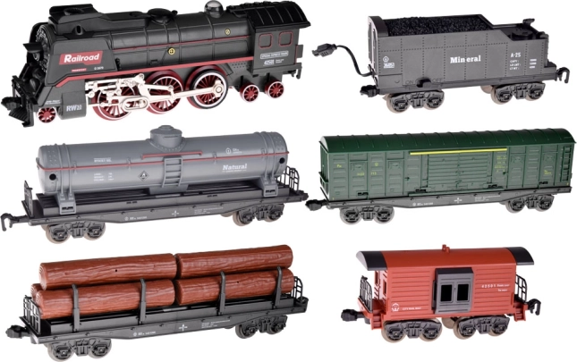 Circuit de train complet avec cinq wagons