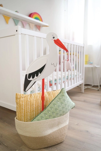 Pique décorative cigogne avec bébé dans un châle XL - 1 pièce