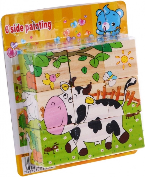 Puzzle en bois pour enfants 18m+ Puzzle avec animaux 6 images