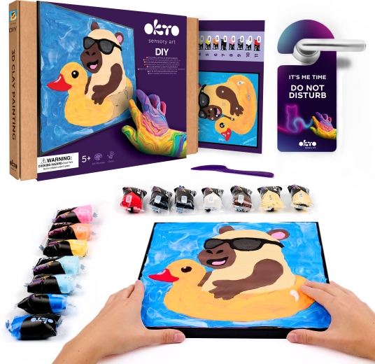 Kit créatif Okto Capybara – peinture à la pâte par numéros 29 × 29 cm