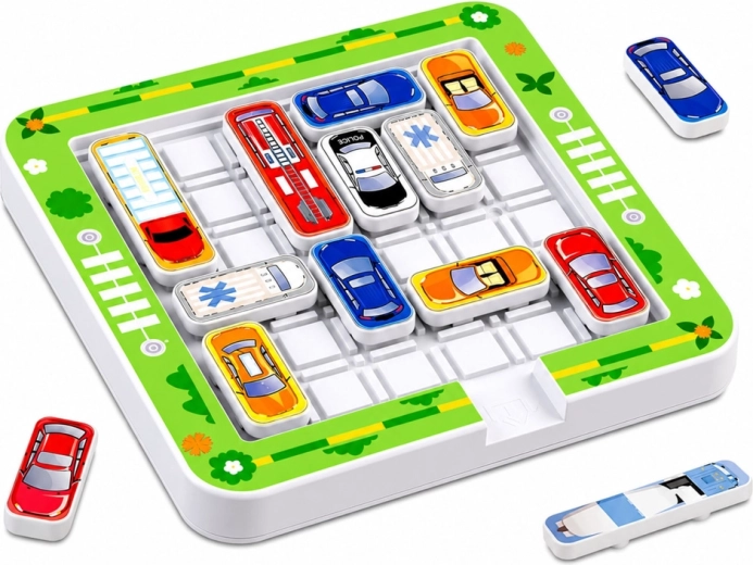 Plateau de jeu avec petites voitures coulissantes