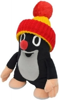Peluche Petite Taupe avec bonnet rouge-jaune 24 cm