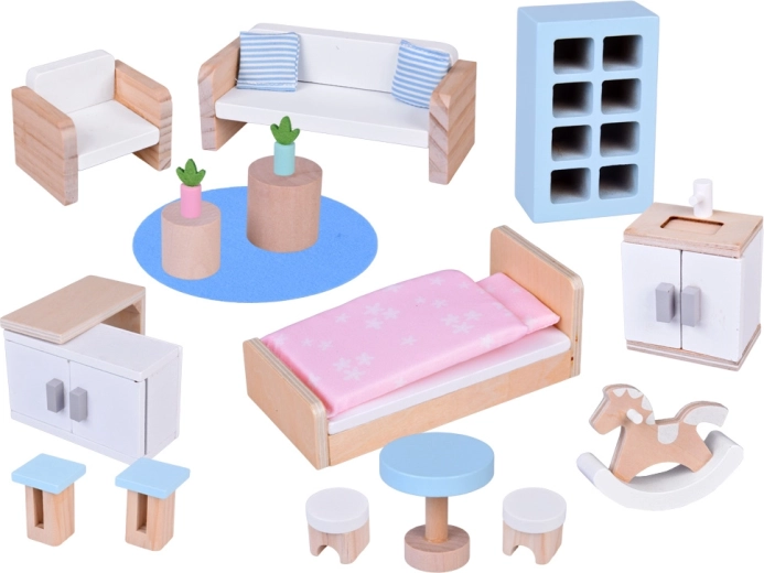 Meubles en bois et nombreux accessoires
