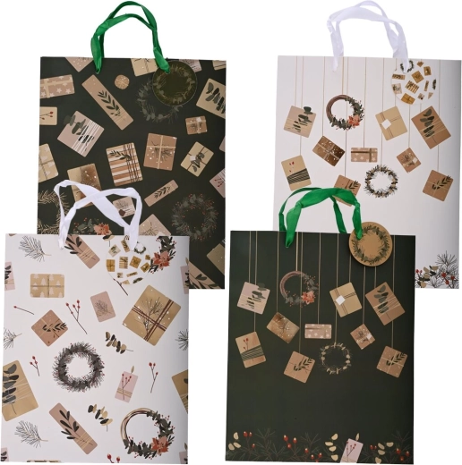 Sac cadeau de Noël 26 × 10 × 32 cm (4 motifs)