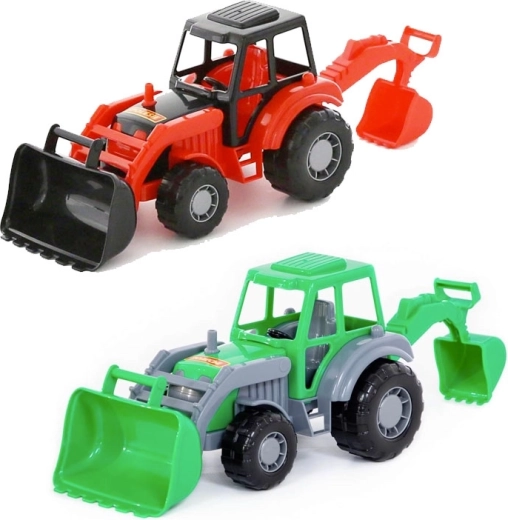 Tracteur en plastique avec chargeur frontal et rétroexcavatrice