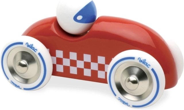 Voiture de course en bois rouge