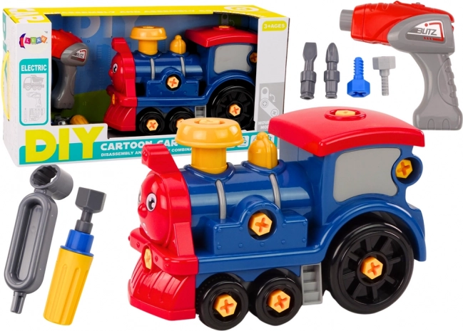 Locomotive dessin animée à assembler DIY – bleu foncé